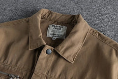 HEARUJOY - Men Workwear Military Long Sleeve Shirts Cotton Casual Loose Handsome Versatile Male Cargo Washed Big Pocket Woven Shirt Jackets