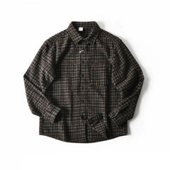 HEARUJOY - Autumn Winter American-style Brushed Fleece Skin-friendly Warm Breathable Loose-fit Casual Turn-collar Check Plaid Shirt for Men