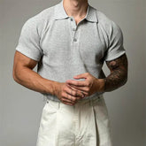 HEARUJOY - Summer New Men's Solid Color Knitted Short-Sleeved T-Shirt American Retro Fashion Trend Loose Casual Breathable Men's Tops