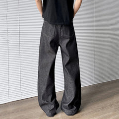 HEARUJOY - New Summer Men's Denim Pants Jacquard Patchwork Contrast Color 2025 Trousers Straight Leg Loose Male Boot-cut Jeans