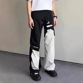 HEARUJOY - Mens Jeans Y2k Black White Irregular Stitching Ripped Jeans Streetwear Hip-Hop Casual Slim Straight Pants Men'S Clothing