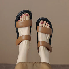 Hearujoy Women Shoes Platform Shoes Woman Sandals Genuine Leather Roman Flat with Shoes Split Leather Med Shoes Casual solid 3.5cm