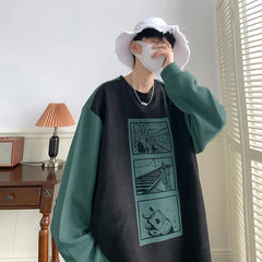 HEARUJOY - Mens Crewneck Sweatshirt Men Graffiti Oversized Japanese Streetwear Hip Hop Black Hoodie Men Sweatshirts Hoodies