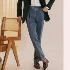 HEARUJOY - Fashion Spring Autumn Men Naples Jeans Pants British Styles Waist Buckle Vintage Trousers Business Gentleman Casual Denim Pants