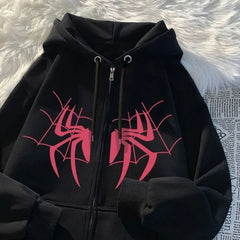 HEARUJOY - Man Hoodies Spider Funny Designer Novelty and Sweat Shirt Pastel Color High Quality Aesthetic Full Zip Up Sweatshirts for Men