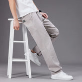 HEARUJOY - Big Size Men's Casual Cotton Pants Relaxed Fit Long Trousers Elastic Waist Drawstring Sweatpants Mens Jogger Pants Summer Spring