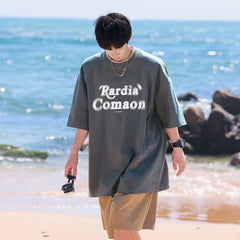 HEARUJOY - T Shirt Oversized Cotton For Men White Men's 5XL Letter Print T-shirts Men Casual Wear Summer Tee Shirts Big Size Clothing