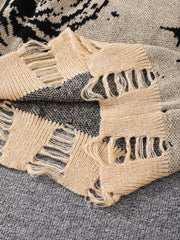 HEARUJOY - New Popular Street Ripped Abstract Starry Sky Pattern Pullover Ripped Sweater Casual Round Neck Knitted Men's Pullover