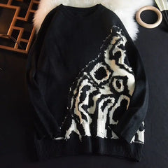 HEARUJOY - American Retro Ripped Men Women Autumn Winter Design Sense Thickened Couple Round Neck Sweater Jacket