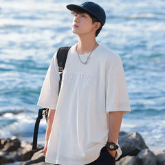 HEARUJOY - Summer Men T-Shirt ADVENTURE Tops Tees Male Fashion Letter Camiseta Short Sleeve Men Clothing Harajuku Streetwear T Shirts