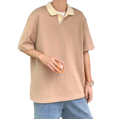 HEARUJOY - Loose Fit Tee Men T-Shirt 80 Polyester 20 Spandex Multiple Sizes New Condition Regual Length Summer Wear Lapel Neckline