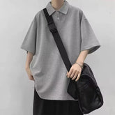 HEARUJOY - Brand New T-shirt Daily Wear Holiday Loose Lapel T-shirt All-match T-shirt Lapel Neckline Regular Length Short Sleeve