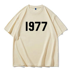 HEARUJOY - High Street 1977 T Shirts Men Summer Short-sleeve Oversized T-Shirt Basic Casual O Neck Streetwear Tee Shirt Unisex Tops