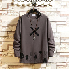 HEARUJOY - Autumn Spring Black White Tshirt Top Tees Classic Style Brand Fashion Clothes OverSize M-5XL O NECK Long Sleeve T Shirt Men'S