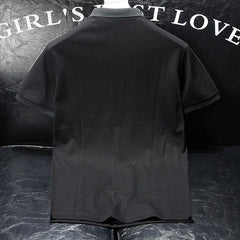 Hearujoy Top Graphic T Shirt for Men Trashy Y2k Polo Shirts Rhinestones Rock Man with Collar Tee Goth Grunge Black Short Quarter Sleeve