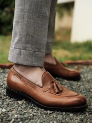 HEARUJOY - Vintage Naples Linen Pants Men British Style High Waist Slim Fit Trousers Spring Summer Fashion Casual Ankle-Length Suit Pants