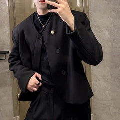 HEARUJOY - Mens Jackets British Style Casual Suit Jackets Streetwear Fashion Elegant Versatile Trendy Long Sleeve Tops Men'S Clothing