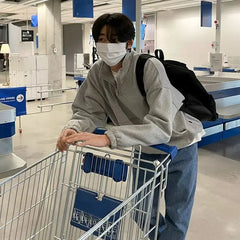 Hearujoy 2024 Spring New Korean Fashion Stand Collar Sweatshirts for Men Loose Casual Solid Color Long Sleeve Pullover Hoodies for Men