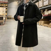 HEARUJOY - New Men's Trench Coat Mid Length Khaki Oversized Casual Style Spring Autumn UK Inspired Coat