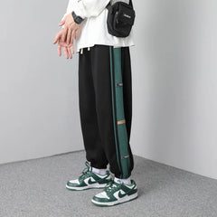 HEARUJOY - Y2k High Street Harajuku Retro Striped Sweatpants Men Korean Trendy Brand Fashion Versatile Oversized Trousers Men Joggers Pants