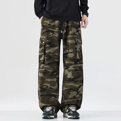 HEARUJOY - New Fall Japanese Retro Cargo Pants - Men's Oversized Straight-Leg Versatile American Streetwear 100% Cotton Camouflage