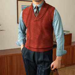 HEARUJOY - Spring and Fall Fashion Commuter Lapel Knitted Vest Casual Business Slim Fit Men Sweater Vest