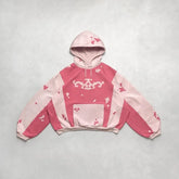 Hearujoy Kawaii sweet pink stitching color letter patch high quality pullover hoodies for women Y2K casual trendy aesthetic sweatshirts