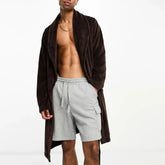 Hearujoy Mens Home Flannel Pajamas Lace Up Long Sleeve Pajamas Genderless Solid Color Comfortable Simple Casual Home Pajamas Unisex