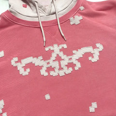 Hearujoy Kawaii sweet pink stitching color letter patch high quality pullover hoodies for women Y2K casual trendy aesthetic sweatshirts