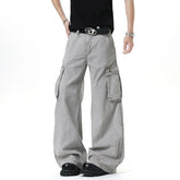 HEARUJOY - New Summer Men's Pant Solid Color Washing American Style Lager Multi-pocket Cargo Trousets Wide Leg Male Bottom 2025 9W3478