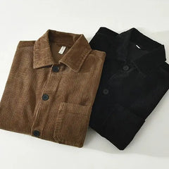 HEARUJOY - Japanese Retro Corduroy Long-sleeved Shirt Men Autumn Jacket American Workwear Casual Cardigan