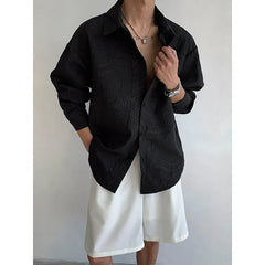 HEARUJOY - Spring Long Sleeved Shirt Men Fashion Society Mens Black Dress Shirt Korean Loose Casual Shirts Mens White Shirts M-3XL