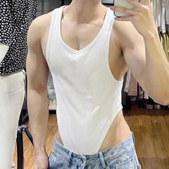 Hearujoy Comfortable Printing Men's Homewear New Round Neck Slim Casual Tank Tops Korean Style Personality Motion Bottoming Shirt
