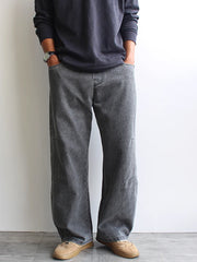 HEARUJOY - American Retro Snow Washing Process Denim Jeans for Men 100% Cotton Straight Loose Fit Large Size Casual Pants for Autumn Winter