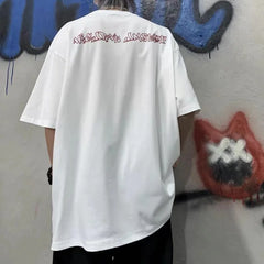 Hearujoy Men's T-Shirts Summer New Hip Hop Butterfly Graffiti Print Loose Short Sleeved Top Fashion Casual Couple Oversized Male Clothes