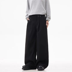 HEARUJOY - Men's Solid Color Suit Trousers American Retro Fashion Trend Street Casual Simple Loose Breathable Summer New Men's Bottoms