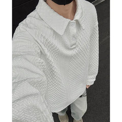 HEARUJOY - White Lapel Hoodie Men Fashion Casual Sweatshirt Men Streetwear Korean Loose Pullover Hoodie Mens Polo Shirt Plus Size 4XL