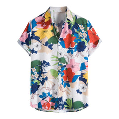 HEARUJOY - Fashion Wrinkle-Free Men'S Vintage Shirt Men Spring And Summer Casual Lapel Single Breasted Print Vacation Shirts For Man 셔츠