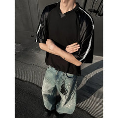 HEARUJOY - Summer Short Sleeved T-shirt Men Oversized Casual V-neck T Shirt Men Streetwear Korean Loose Pullover T Shirt Mens Top M-3XL