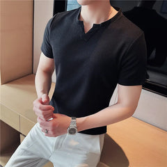HEARUJOY - Men's Waffle Knit T-Shirt Short Sleeve - Premium Breathable Ice Silk Slim Fit Tee, Lightweight Casual Top, Coffee