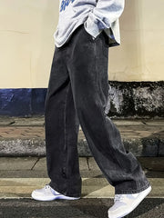 HEARUJOY - Men's Regular Fit Multi-Pocket Jeans - Street Style Cotton Blend Denim, Black & Gray, Non-Stretch, All-Season Wear, Classic Desi