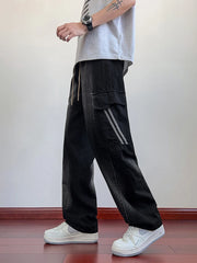 HEARUJOY - Summer Men's Jeans Flap Pockets Lightweight Denim Cargo Pants Big Size 8XL 7XL 6XL Wide Leg Baggy Jeans Straight Trousers