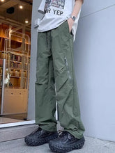 HEARUJOY - Spring Summer Baggy Zipper Men's Straight Cargo Pants Aesthetic Fashion Korean Style Casual Harajuku New in Long Male Trousers
