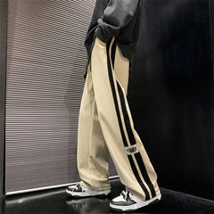 HEARUJOY - Side Striped Corduroy Wide-Leg Pant Men Korean Fashion Hip Hop Cargo Pant Loose Casual Straight Sports Outdoor Running Pant