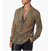 HEARUJOY - Spring Summer Men's Fashion Shirt Bright Crystal Perspective Vintage Shirt Long Sleeve Casual Breathable Shirt For Male Tops