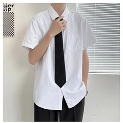 HEARUJOY - Summer Thin Short-sleeved Men's Collegiate Japanese Style Loose Shirt