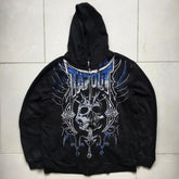 Hearujoy Vintage Graphics Print Woman Hoodie Y2k Grunge Emo Zip Up Sweatshirts Coat Gothic Harajuku Goth Kpop Kawaii Grunge Clothes