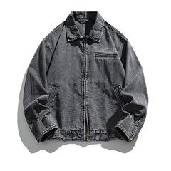 HEARUJOY - Japan Vintage Detroit Jacket Hand-Brushed Washed Canvas Artisan Dyed Workwear Overshirt Heritage Notch Collar Coats