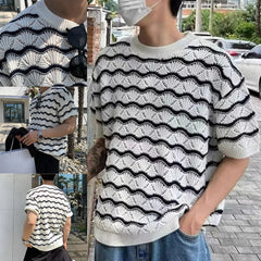 HEARUJOY - For Summer Fashion Streetwear Men\'s Fashion Tops Fashion Holiday Male O Neck Streetwear Vacation Casual Daily
