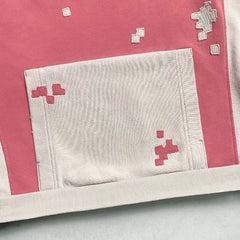 Hearujoy Kawaii sweet pink stitching color letter patch high quality pullover hoodies for women Y2K casual trendy aesthetic sweatshirts